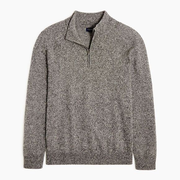 J Crew Supersoft lambswool blend mock neck zip sweater gray heathered marled M - Picture 1 of 11